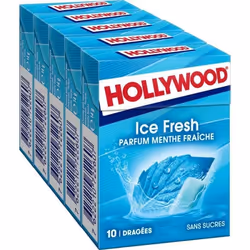 Chewing-gum - HOLLYWOOD - Menthe Poivrée 70G - Lot de 4 paquets - Haleine fraîche - Friandise