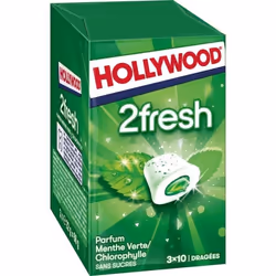 HOLLYWOOD - 2Fresh Menthe Verte Chlorophylle Dragées Sans Sucres 66G - Lot De 4