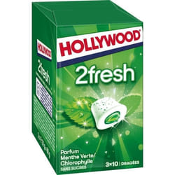 HOLLYWOOD - 2Fresh Menthe Verte Chlorophylle Dragées Sans Sucres 66G - Lot De 4