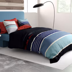 Parure de lit - Housse de couette réversible Percale de Coton 71 fils + taie Azul - PD15201-240