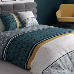 Housse de couette 240x260 cm + 2 taies d'oreiller 63x63 cm Coton Kerio