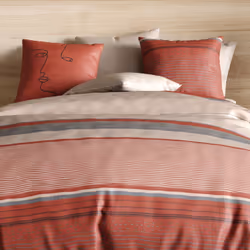 Housse de couette réversible 240x260 cm + 2 taies d'oreiller 63x63 cm Percale de Coton Hana