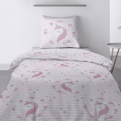 Housse de couette 140x200 cm + 1 taie d'oreiller 100% Coton 57 fils Rina