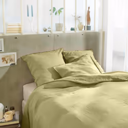 Housse de couette 240x260 cm + 2 taies d'oreiller 65x65 cm en lin Français lavé Beurre