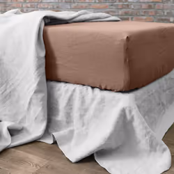 Drap housse 140x190 +30 cm en lin Français - lin lavé Nougat