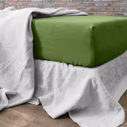 Drap housse 140x190 +30 cm en lin Français - lin lavé Kiwi