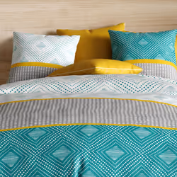 Housse de couette 220x240 cm + 2 taies d'oreiller 63x63 cm 100% Coton 57 fils Aurah