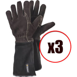Ejendals - Lot de 3 paires de gants de soudure anti chaleur en cuir fleur caprin Tegera EN388 EN407