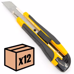 Cutter rétractable - SAFE TOOL - Jaune - Lot de 12 - 100 lames de 18mm - Pratique et sécurisé