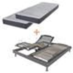 Ensemble relaxation S62 + Matelas Latex Louxor - 5 zones - 2x90x200 - Gris