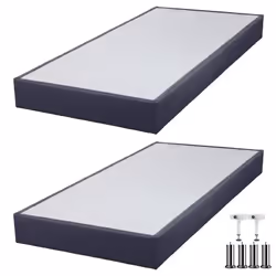 Sommier tapissier + pieds SP18 Volcan 2x80x200 Lattes bois massif - H.18 cm
