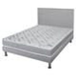 Matelas + Sommier + Tete Gris clair 140x190 Maryland - Hauteur 20 cm - Soutien ferme