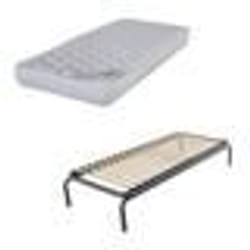 Lit métal + matelas Montana - 80x190 - Mousse - 20 lattes bois - Gain de place