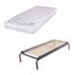 Lit métal + matelas Marly - 80x190 - Mousse - 20 lattes bois - Gain de place