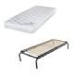 Lit métal + matelas Marly - 80x190 - Mousse - 20 lattes bois - Gain de place