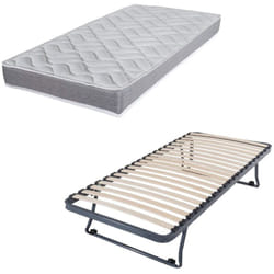 Sommier gigogne + matelas Morgan - 80x190 - Mousse - 20 lattes bois - Gain de place