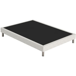 Sommier tapissier + pieds SR15 beige 160x200 Lattes bois massif - H.15 cm
