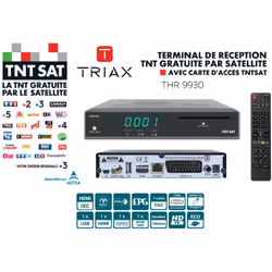 M-e - Récepteur Terminal de Réception tnt Gratuite Par Satellite hd - Triax thr 9930 - Avec Carte d'Accès tntsat, Port usb Pour Enregistrements - Noir