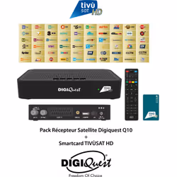 Pack TIVÙSAT HD Récepteur Satellite Digiquest Q10 + Carte Smartcard TIVUSAT HD Pour visionner les programmes de télévision gr ...