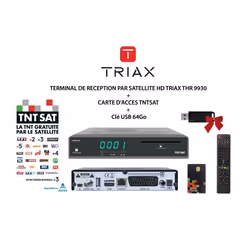 Terminal de Réception Satellite HD - TRIAX - THR 9930 - Carte TNTSAT - Clé USB 64Go - HDMI CEC