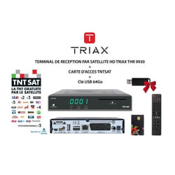 Terminal de Réception Satellite HD - TRIAX - THR 9930 - Carte TNTSAT - Clé USB 64Go - HDMI CEC