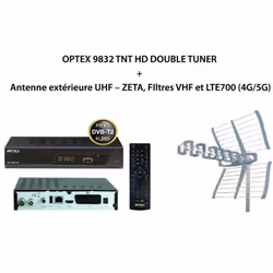 Pack OPTEX 9832 TNT HD DOUBLE TUNER + Antenne extérieure UHF – ZETA, FIltres VHF et LTE700 (4G/5G) Il possède en plus de tout ...