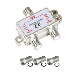 Pack REPARTITEUR ANTENNE TV ou Sat 1 Entree 2 Sorties 5-2300 MHz + 3 Fiches F Argent