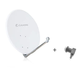 M-e - Antenne Parabole Satellite aluminium Cahors ant 80HD + lnb Single - 80 cm, Gain 38,1 dB, 12,625 GHz - Blanc
