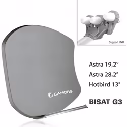 Antenne Multisatellite SMC Bisat 0914460 3 sorties + 3 LNB LNB : 3 sorties . Couverture : Astra 19,2°, Astra 28,2°, Hotbird 1 ...