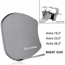 Antenne Multisatellite SMC Bisat 0914539 3 sorties + 3 LNB LNB : 3 sorties. Couverture : Astra 19,2°, Astra 23,5°, Astra 28,2 ...