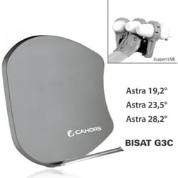 M-e - Antenne Multisatellite Cahors smc Bisat 3 sorties + 3 lnb - Astra 19,2°, Astra 23,5°, Astra 28,2° - Gris