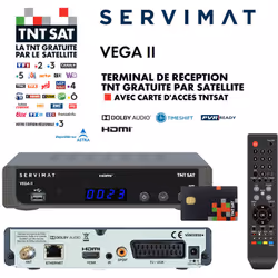 M-e - Récepteur tv satellite Full hd - servimat vega ii + Carte d'accès tntsat V6 - Astra 19.2°, Time Shift, Son Dolby Digital +, tnt Gratuite Par