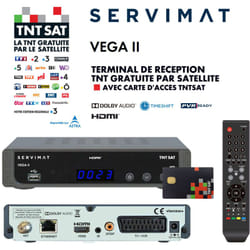 M-e - Récepteur tv satellite Full hd - servimat vega ii + Carte d'accès tntsat V6 - Astra 19.2°, Time Shift, Son Dolby Digital +, tnt Gratuite Par