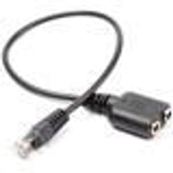 Câble audio - Adaptateur - RJ11 vers double prise 35 mm - 15 cm - Noir - Transfert audio