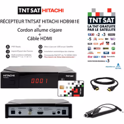 RECEPTEUR TNTSAT - Hitachi HDB981E + Cordon allume cigare car + CABLE HDMI Récepteur TNTSAT simple d'utilisation, l'Hitachi H ...