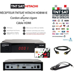 M-e - Récepteur tntsat HDB981E + Cordon Allume Cigare pour camping car + Câble hdmi – Carte tntsat incluse, pvr Ready, Mise à jour par usb et par