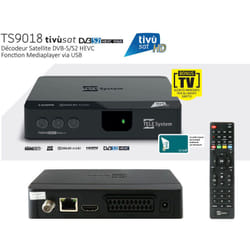 M-e - Pack Tivùsat Récepteur satellite, Décodeur Tivùsat hd - tele System TS9018HEVC + Carte Tivùsat hd Activation Comprise - dvb-s / S2 hd,