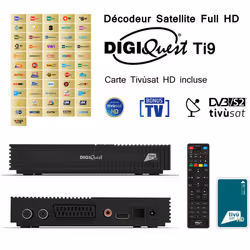 Pack Tivùsat Décodeur Satellite Full HD - DIGIQUEST Ti9 + Carte Tivùsat HD Pour visionner les programmes de télévision gratui ...