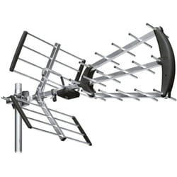 M-e - Antenne d'Extérieur Trinappe uhf 20 dB à fiche f - 460 - 790 MHz, Canaux 21/60, Idéale pour les combles - Gris