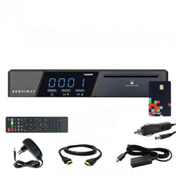 M-e - Récepteur satellite hd servimat vega ii + Carte tntsat V6 + Câble 12V + Déport ir + Câble hdmi + Adaptateur Alimentation Chargeur 12V