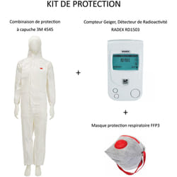 M-e - pack Compteur Geiger Détecteur de Radioactivité Nucléaire radex RD1503 + Vêtements de protection à capuche Combinaison 3M 4545 Taille xl +