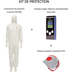 M-e - pack Compteur Geiger, Détecteur de Radioactivité Nucléaire Soeks 01M + Vêtements de protection à capuche Combinaison 3M 4545 Taille 2XL +