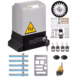 Motorisation Portail Coulissant Ouvre-Porte + 4 Télécommandes 370W + 5 crémaillères Métal zinguée + Feu A LED FLASHLED Ouvre- ...