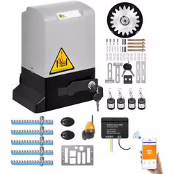 Motorisation Portail coulissant + 4 télécommandes + 5 crémaillères + Feu A LED + Récepteur WIFI intelligent Ouvre-Porte Autom ...