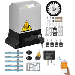 Motorisation Portail Coulissant Ouvre-Porte + 4 Télécommandes + 5 crémaillères + Feu a led + Récepteur wifi intelligent - 600 kg 12 m Maxi par vantail