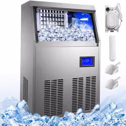 Machine à Glaçons Professionnelle 50KG par 24H 4X9 Cubes Machine à Glaçons Automatique Acier Inox Machine à glaçons équipée d ...