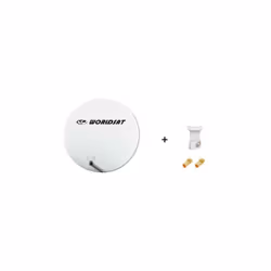 Antenne Parabole Fibre SMC 75 cm Beige WORLDSAT + LNB Single 0,1 dB Full HD 1080p 4K Ultra HD + 2 Fiches F Or - Visserie en I ...