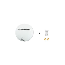 ME - Antenne Parabole Fibre smc 75 cm Beige worldsat + lnb Single 0,1 dB Full hd 1080p 4K Ultra hd + 2 Fiches f Or - Visserie en Inox