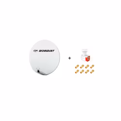Antenne Parabole Fibre SMC 85 cm Beige WORLDSAT + LNB Quad 0,1 dB Full HD 1080p 4K Ultra HD + 8 Fiches F Or - Visserie en Ino ...
