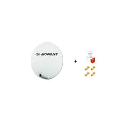 ME - Antenne Parabole Fibre smc 85 cm Beige worldsat + lnb Twin 0,1 dB Full hd 1080p 4K Ultra hd + 4 Fiches f Or - Visserie en Inox